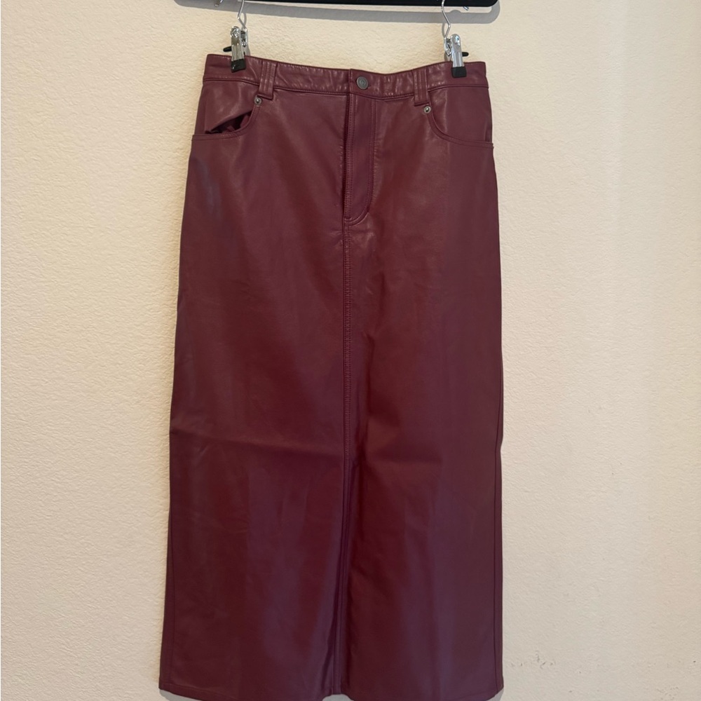 Free People City Slicker Faux Leather Maxi Skirt - Red Jasper - NWT - 6 - Picture 3 of 7